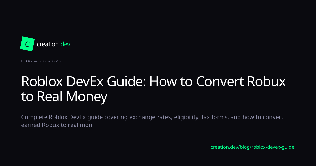 Roblox DevEx Guide: How to Convert Robux t... | creation.dev